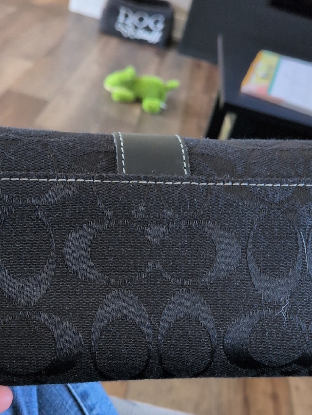 Coach Black Signature Canvas Zip Long Wallet W Checkbook Leather Trim Vintage - Picture 9 of 11